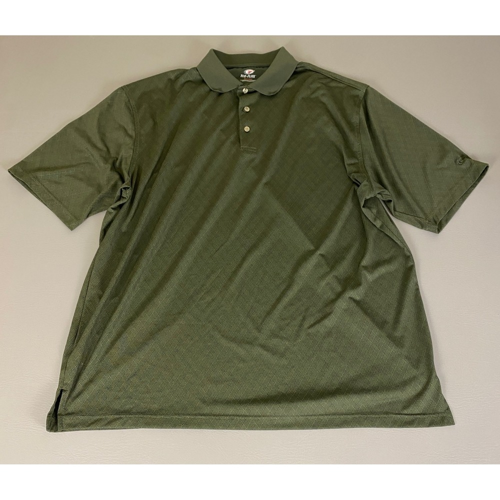 Top Flite Golf Polo Shirt‎ Men's Size 2XL Olive Green Performance Athletic